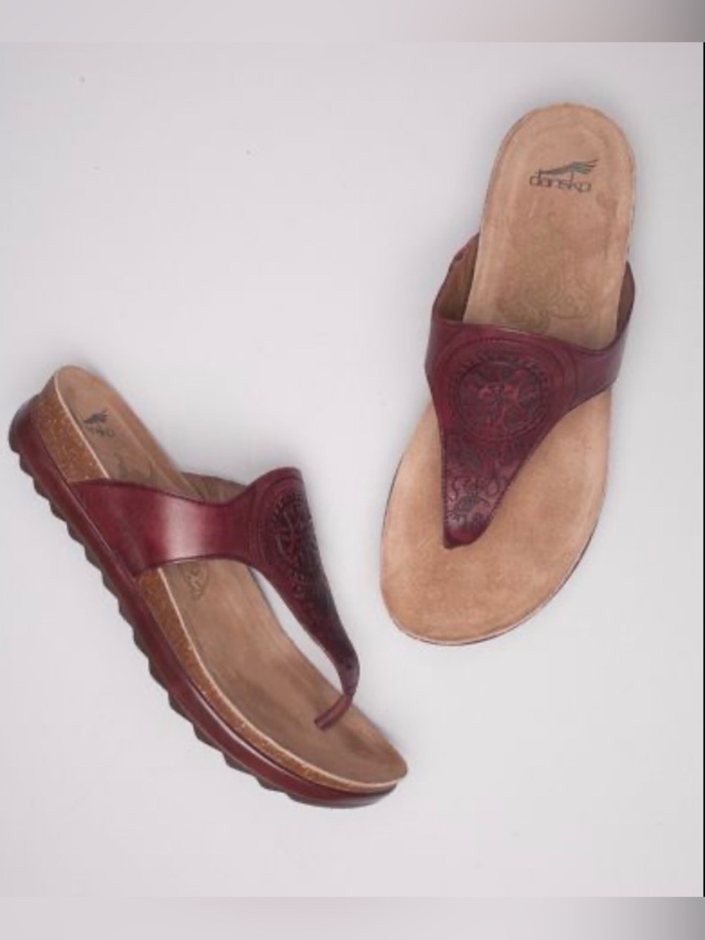 Dansko Priya Sandal Wine Red Size 41 Leather Shoes Thong Dansko Sandals